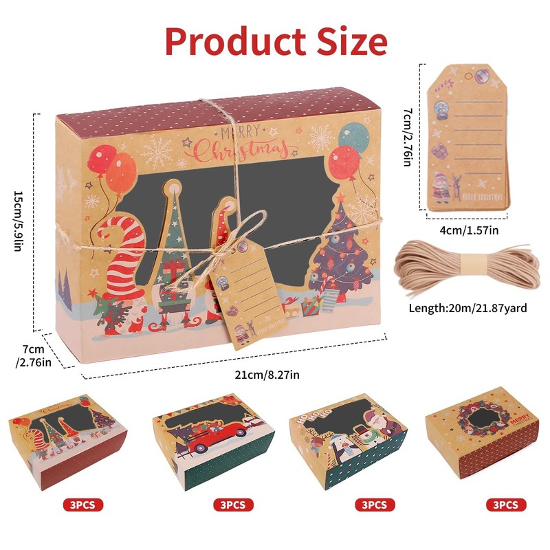 12 PCS Christmas Cookie Boxes for Gift Giving, Christmas Bakery Treat Boxes w... gallery