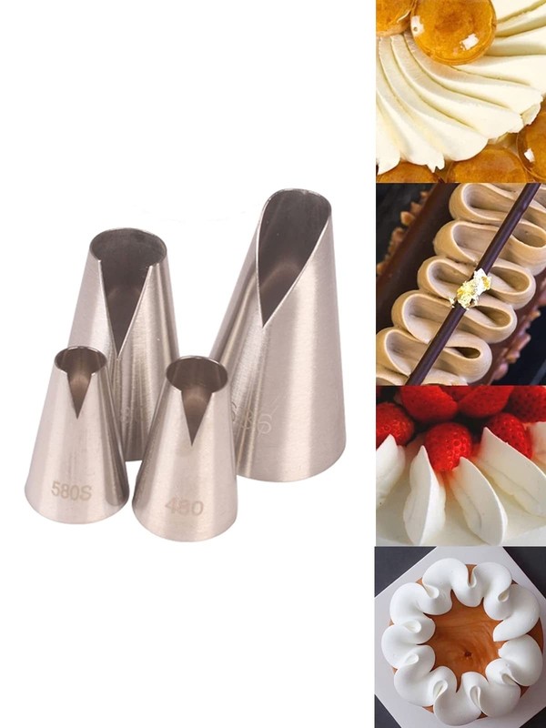 St. Honore Piping Tips VShaped Wave Pastry Cake Decorating Nozzles 4 PCS