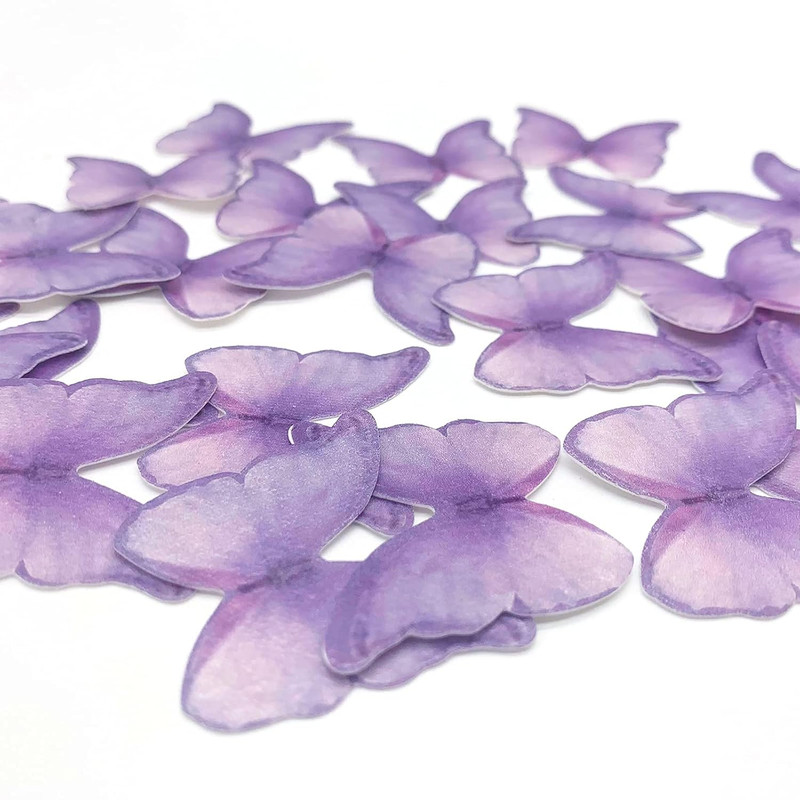 Edible Wafer Paper Butterflies Set of 48 Purple Cake Decorations, Cupcake Topper gallery