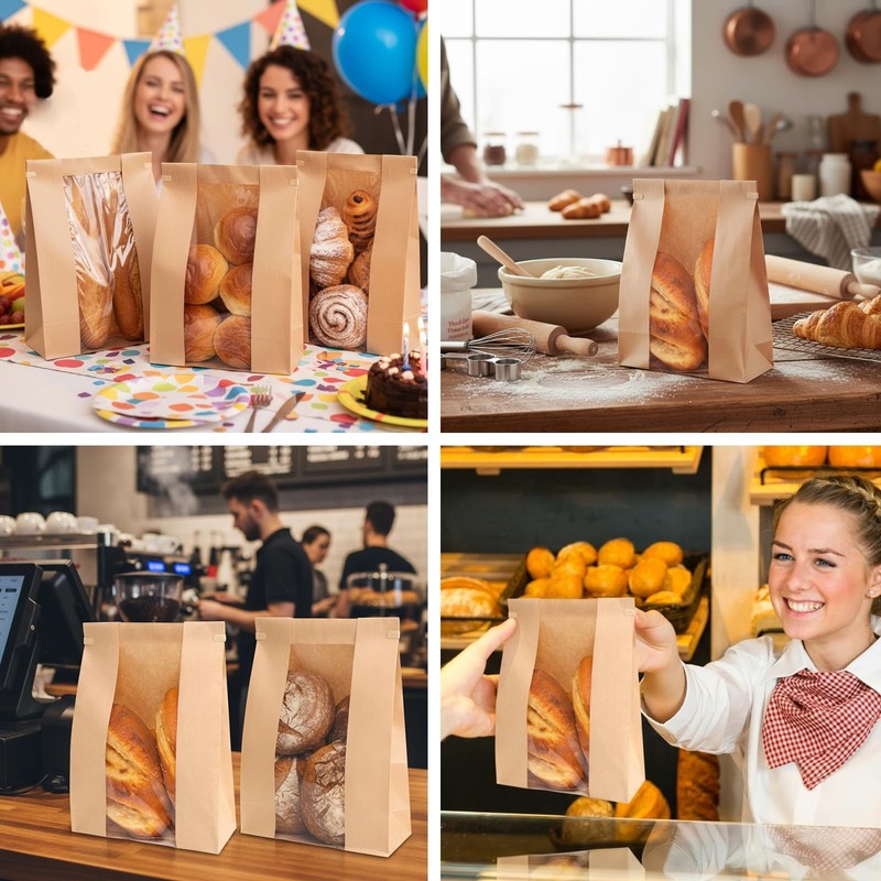 120 Pack Large Paper Bread Bags for Homemade Bread, 13.7x8.3x3.5 Inches, Sour... gallery