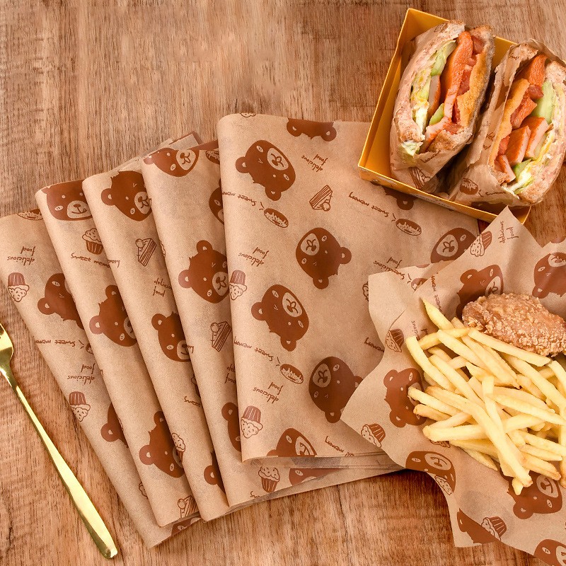 100PC Sandwich Packaging Paper Food Grade Without BisphenolA Oil Resistant Paper gallery