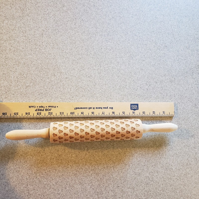 Rolling Pin Heart Embossed For Decorating Cookies Pastries Fondant Wooden gallery