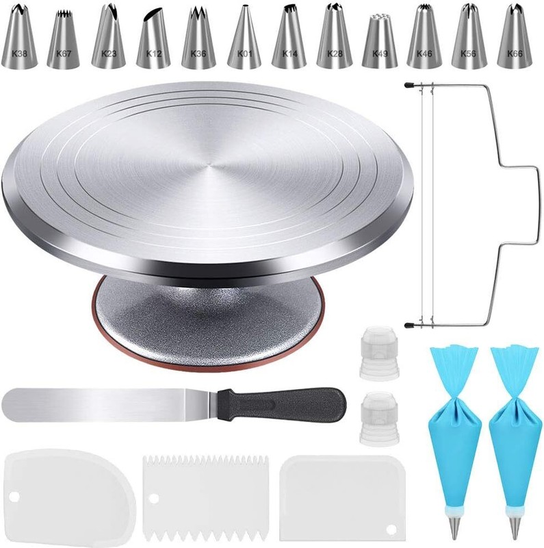 22pcs Cake Decorating Supplies Kit, Baking Tools with 12″ Aluminium Cake