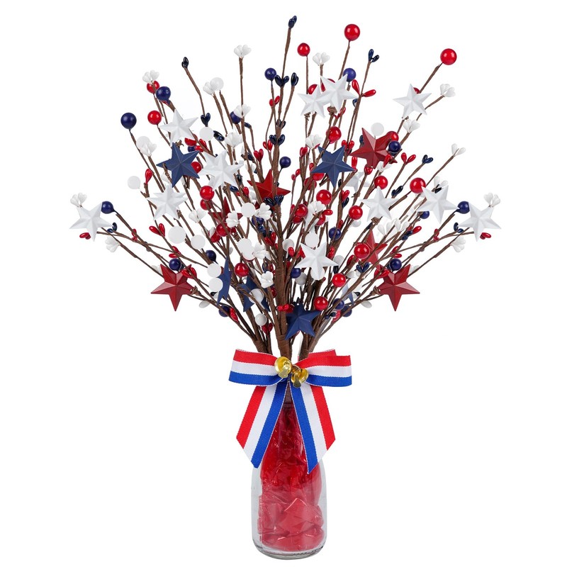 Shitailu 4 Pack Patriotic 14.6 inches tall, White Blue Red Stars