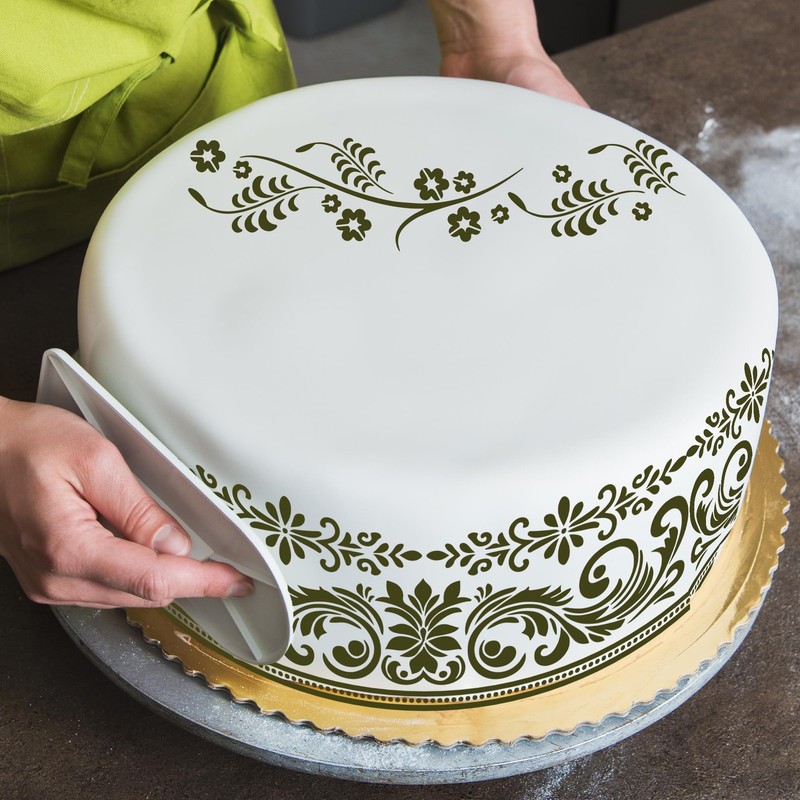 12 PCS Reusable Floral Border Cake Stencils Decorating Baking Lace Template gallery