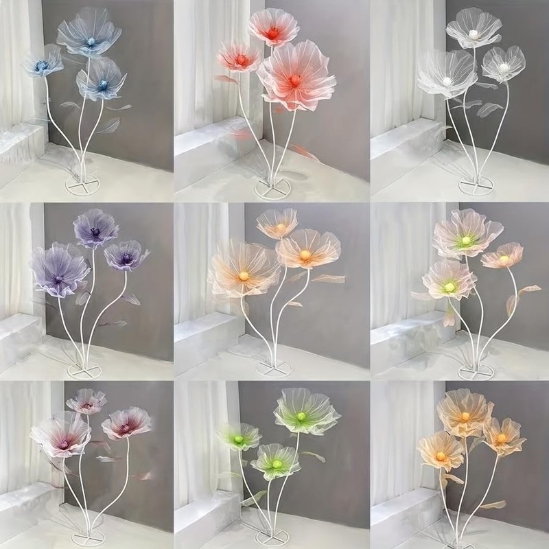 Beamon Artificial Flower Giant Flowers 3-Piece Set67-Inch Tall Tulle Poppy gallery