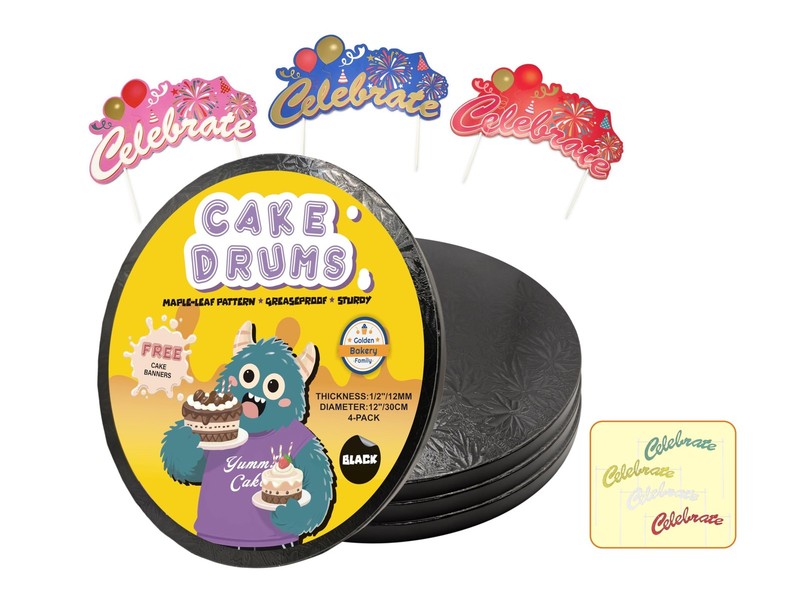 12 Inch Cake Drums,Black Cake Boards 12 Inch Round4Pack,1/2 Inch Thick Cake B…