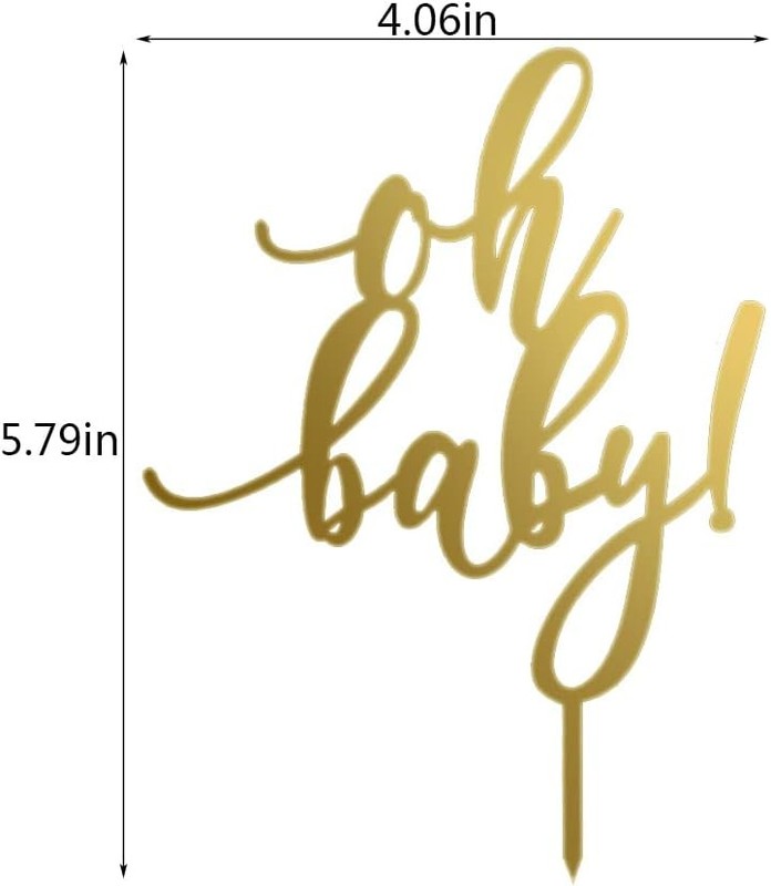 Gold Acrylic Oh Baby Cake Topper - for Baby Shower, Baptism, Gender Reveal & gallery