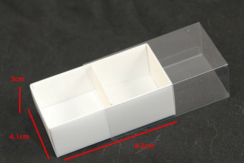 30 WHITE CHOCOLATE BOX CLEAR SLIDE ON LID 2 Bay mini cookie bomboniere product gallery