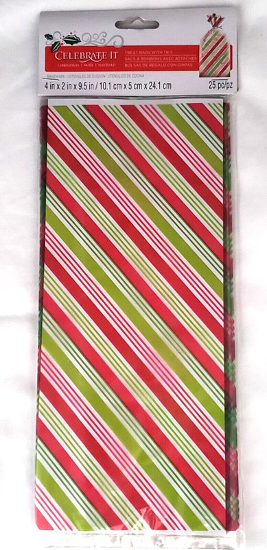 Celebrate It CHRISTMAS Treat Bags & Twist Ties – 25ct (4″ x 9.5″)