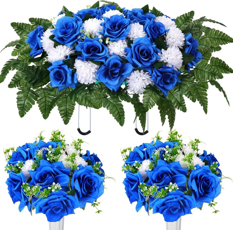 Tien 3 Pcs Artificial Cemetery Flowers for Grave Memorial Flowers