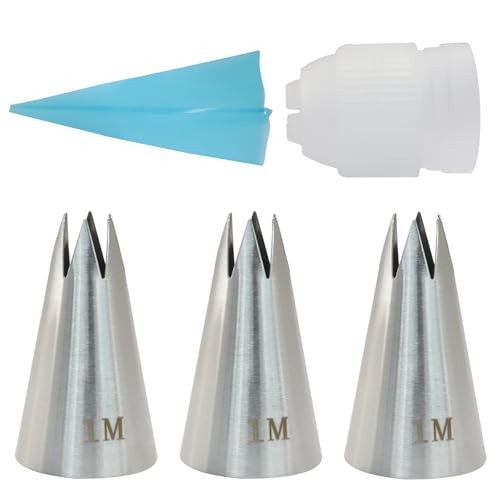 3 Pcs 1M Piping Tips – Stainless Steel Decorating Seamless Nozzles 1M + 1M + 1M