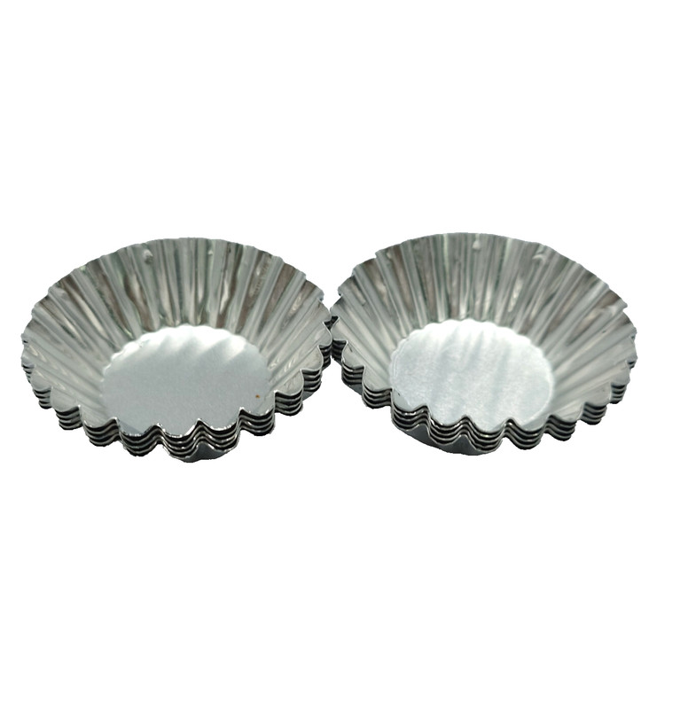 10pcs Reusable Aluminum Silver Baking Tin Cupcake Egg Tart Cookie Pudding Mold