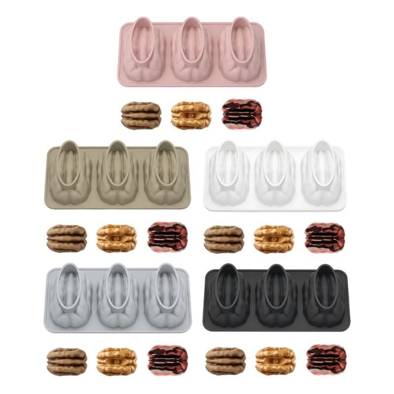 Cake Baking Molds Walnuts Shape Chocolate Making Molds 3 Cavities Design gallery