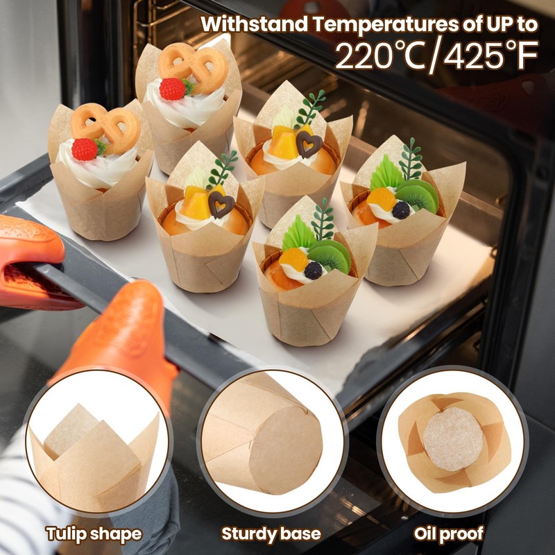 600 Pcs Tulip Cupcake Liners for Baking Muffin Liners Printed Baking Cups Hol... gallery