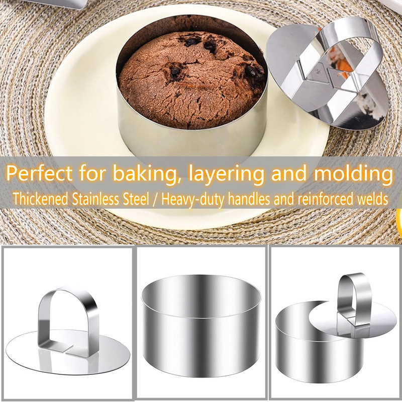 Cake Ring Molds 4 Inch Stainless Steel round Food Ring Dessert Mousse Molds Cook gallery