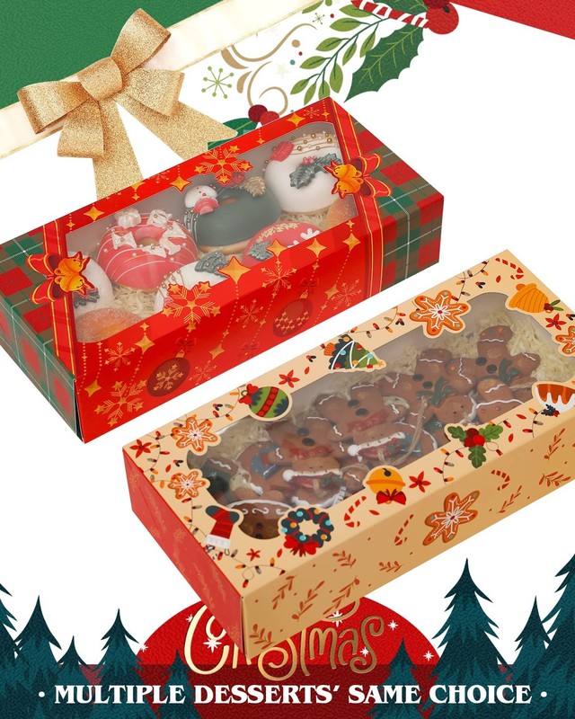 Christmas 12Packs Cookie Box with Window 12x5.5x2.5 Inch Two Uses Pastry Bisc... gallery
