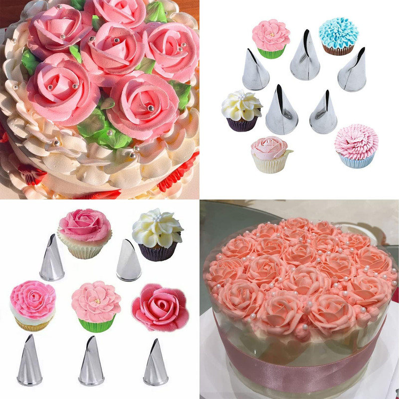 7Pieces/set Cake Decorating Tips Set Cream Icing Piping Fondant Rose Nozzle Past gallery