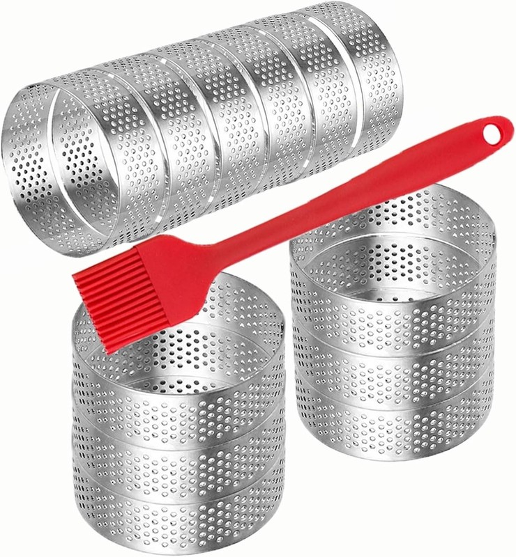12Pack Tart Rings 3.15 Inch Perforated Tart Ring Stainless Steel