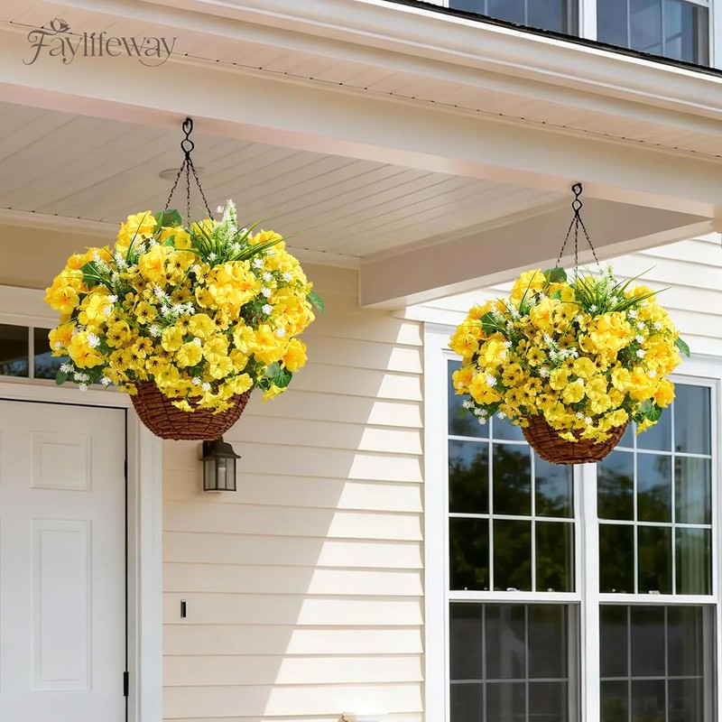 Faylifeway 16 Bundles Artificial Flowers For Outdoors Uv Resistant Silk Faux gallery