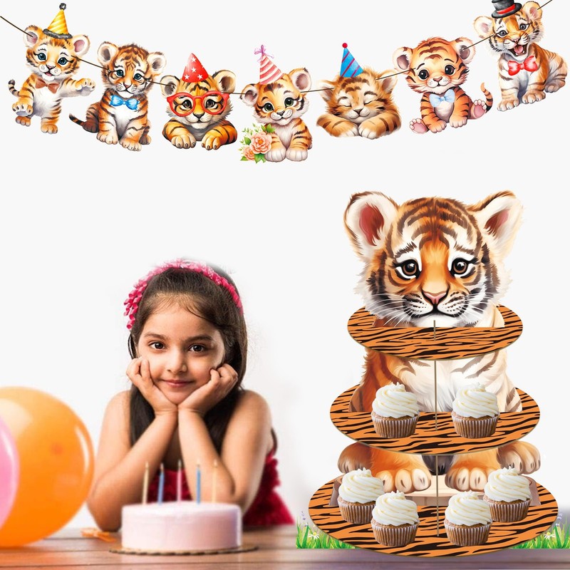 Tiger Cupcake Stand 3Tiers Party Cupcake Holder Tiger Birthday Party Decorati... gallery