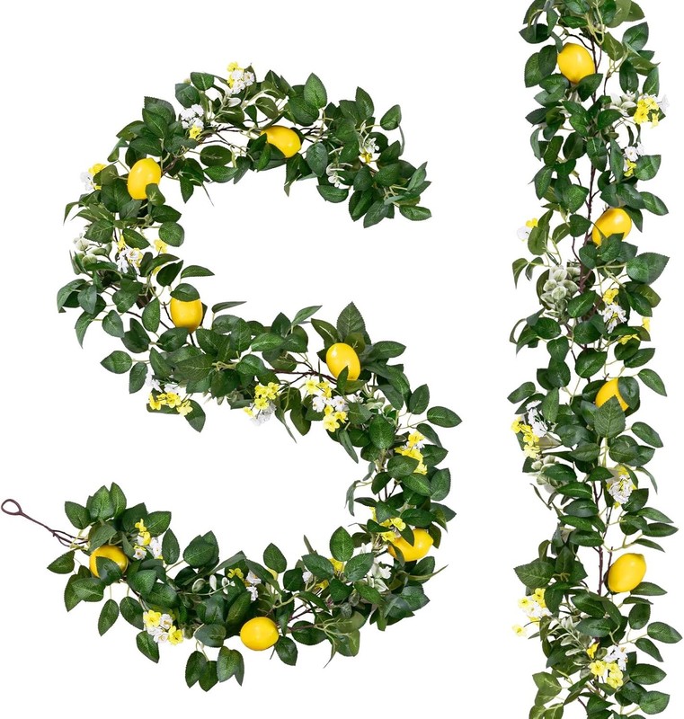 4Pcs Total 24 Ft Artificial Lemon Garland Spring Summer Faux
