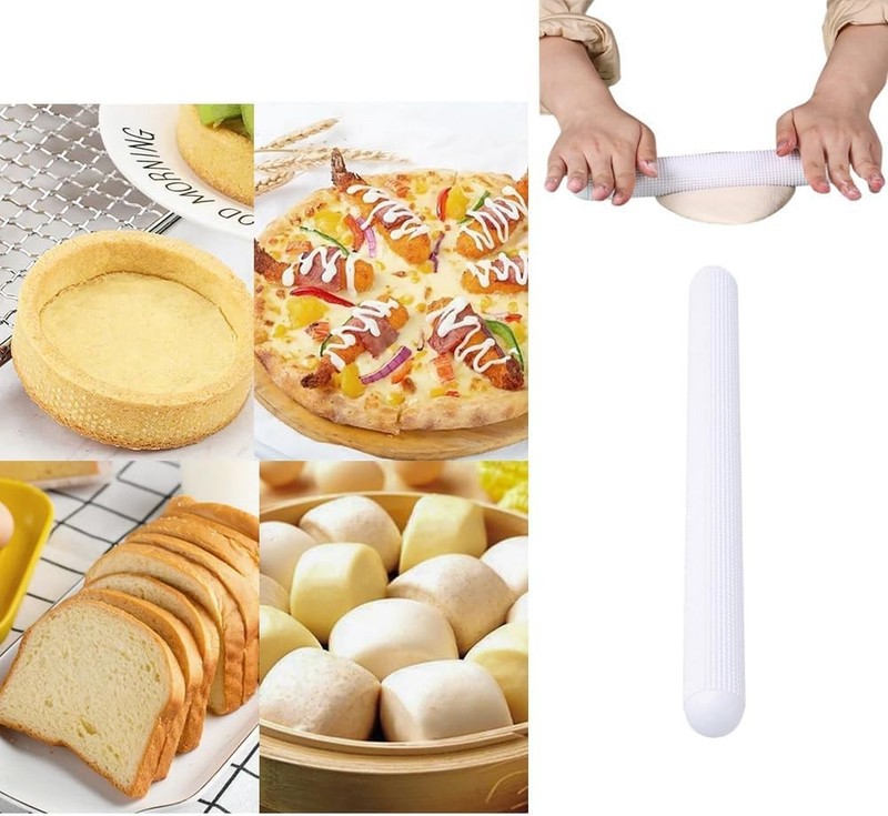 2 Pack Plastic Rolling Pin Dough Roller Non Stick Textured Baking Pastry Pizza gallery