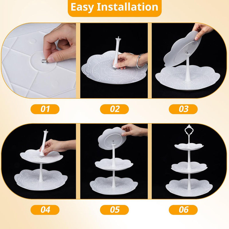10 Pcs Dessert Table Display Set 3 Pcs 3 Tier Cupcake Stand 3 Pcs Plastic Stands