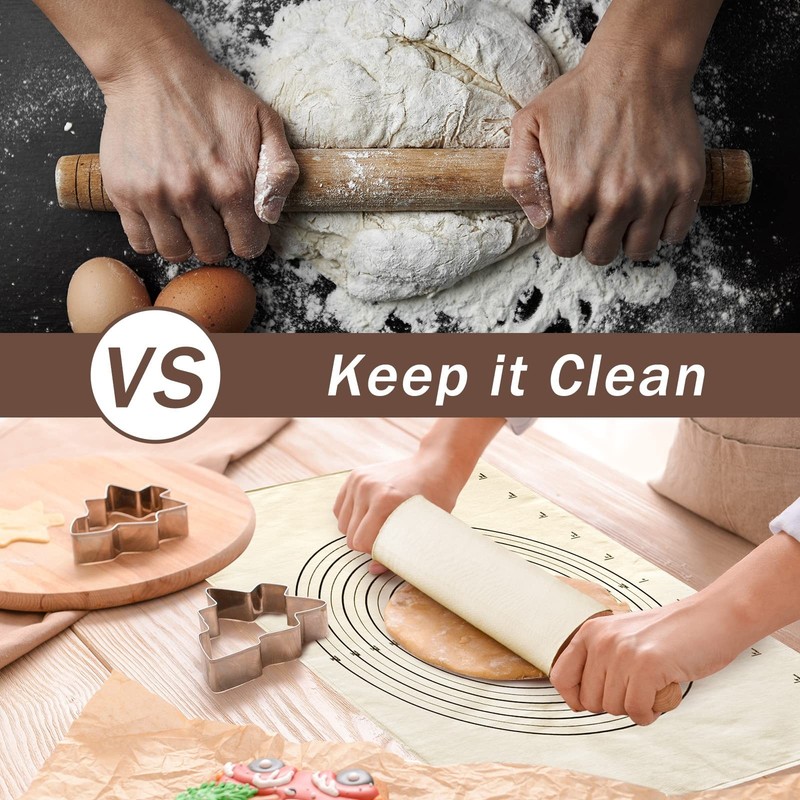 Tessco 6 Pieces Pastry Cloth and Rolling Pin Cover Set 25 x 20 inches, Beige gallery