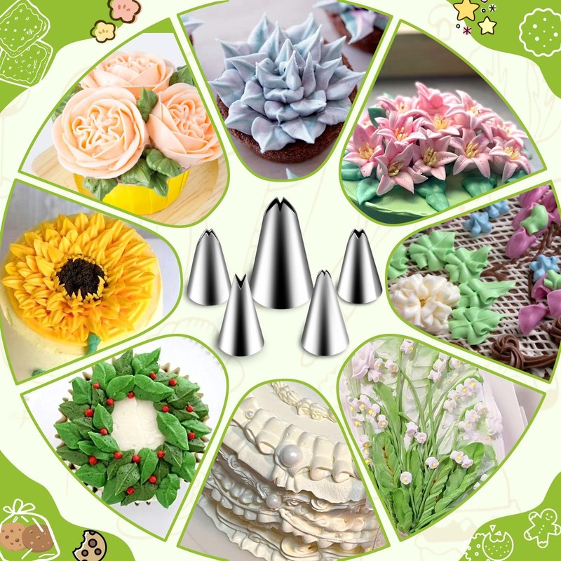 5 Pieces Leaf Piping Tips Stainless Steel Cake Decorating Fits 67 68 70 352 113 gallery