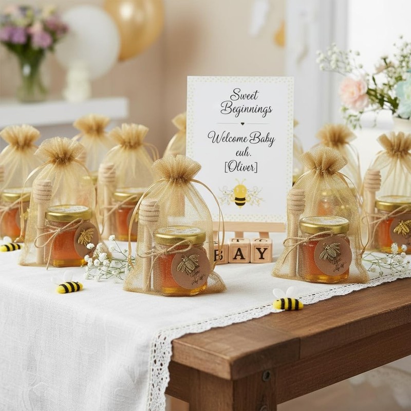 Glass Honey Jar, Honey Pot 1.5oz, 40 Pack Mini Honey Jars with Dipper, Bee Ch... gallery