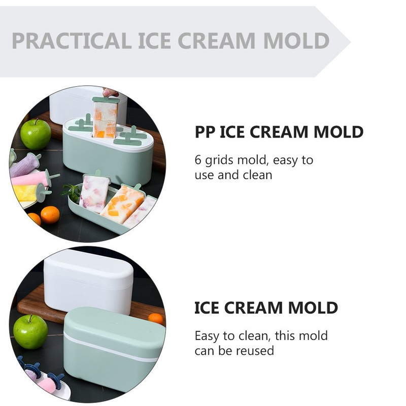 6 Grids Ice Cream Mold Ice Cream Making Tool Mold (Light Green) gallery