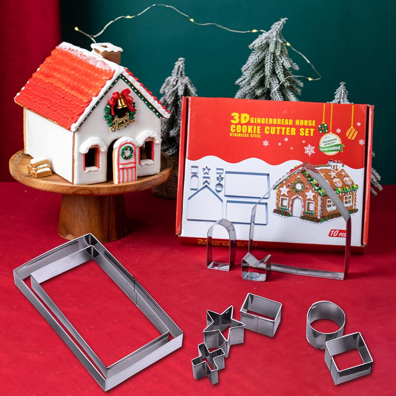 Gingerbread House Cookie Cutter Set, Kit, Christmas Silver gallery