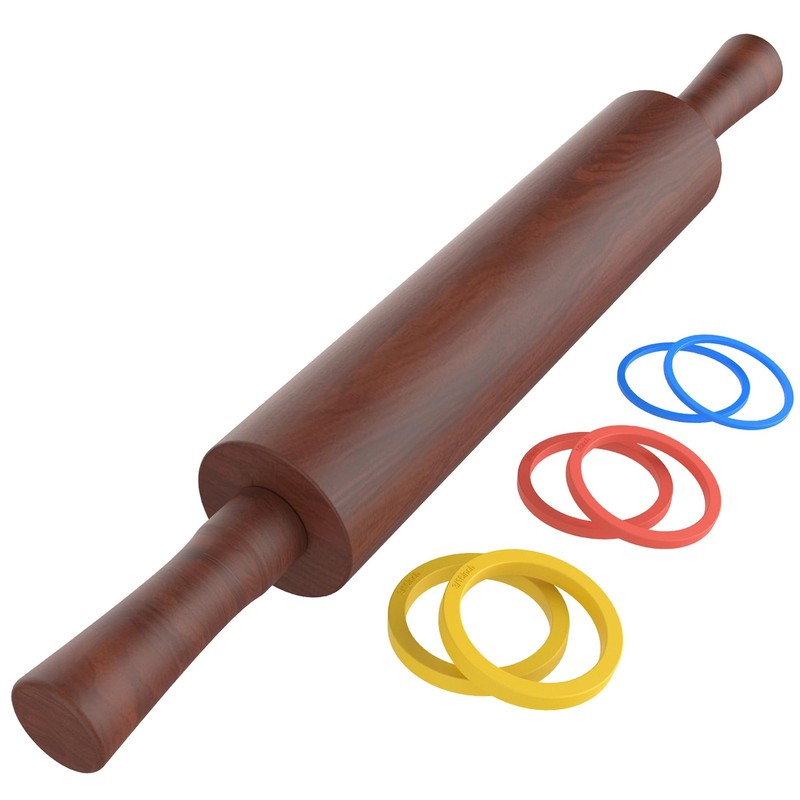 Classic Wooden Rolling Pin with Handle for Fondant, Pizza, Pies, Cookies, Pas…