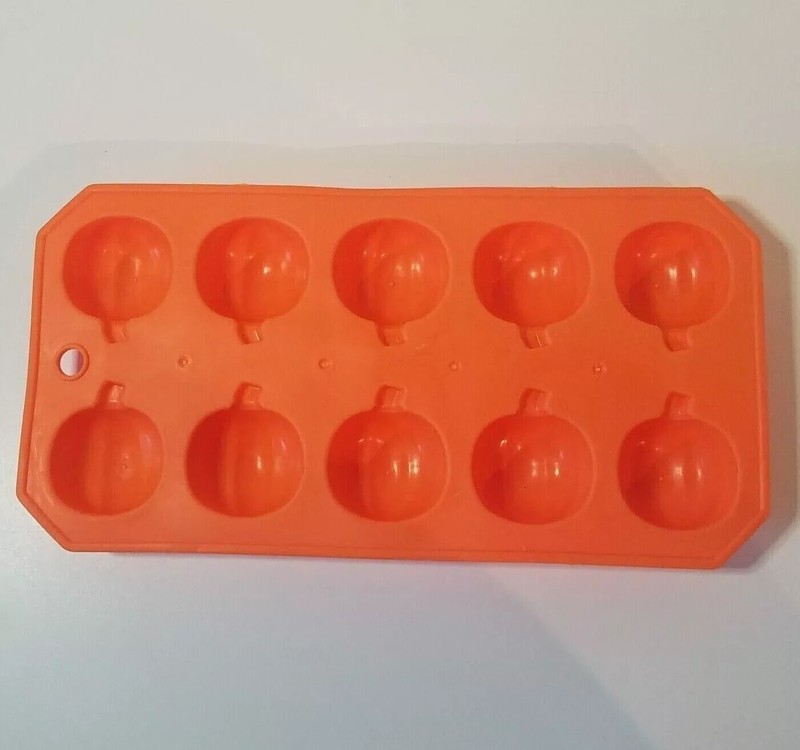 Silicone Pumpkin, Candy, Soap, Ice Cube Wax Mold Sugarcraft Form, 10 Cavity Tray