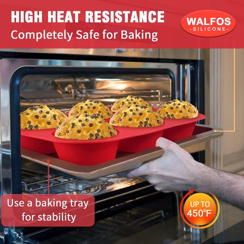 Walfos Silicone Texas 1 Pc: 6 Cups, Jumbo, Jumbo Muffin Pan (6Cup, 1Piece) gallery