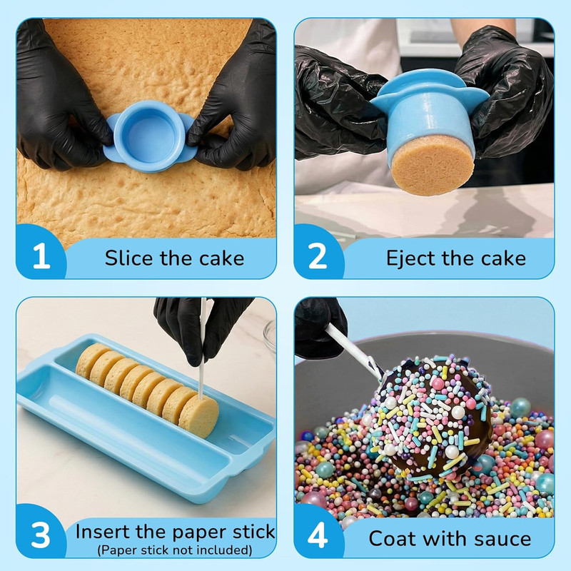 Cake Pop Mold Set with Tray, Round Cake Pop Cutter and Pusher, Large Capacity Tw gallery