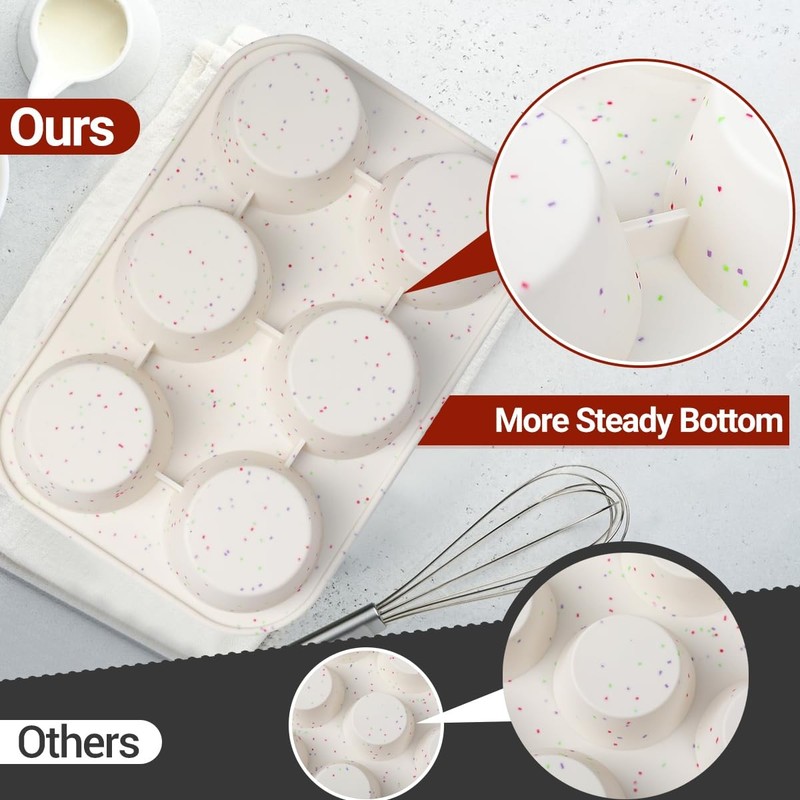 CAKETIME Jumbo Muffin Pan, 3.5 Inch Large 1pc: 6-Cup, Confetti gallery