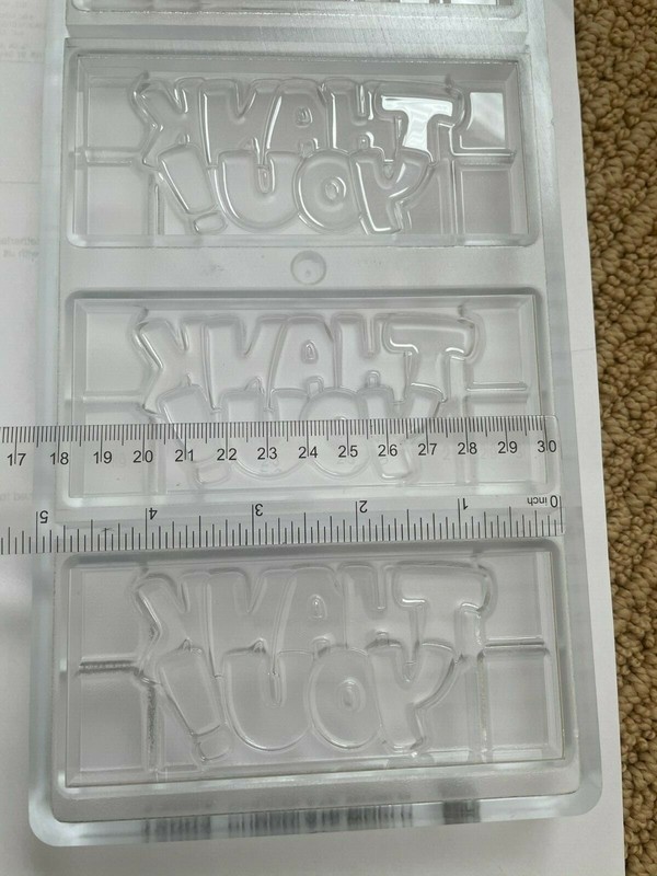 4-Cavity EU  PC Chocolate Mold with THANK YOU Tray Mould 4.6"x2"x.3" "NEW" gallery
