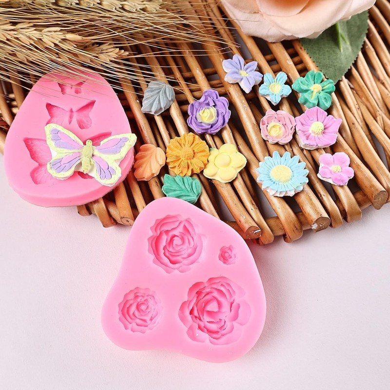 Flower Fondant Molds - 8 Pcs Flower and Butterfly Candy Silicone Molds for Ch... gallery