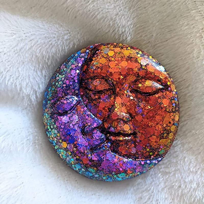 Hedume 3 Pack Sun & Moon Silicone Soap Molds, 4 Cavity & Face Purple gallery