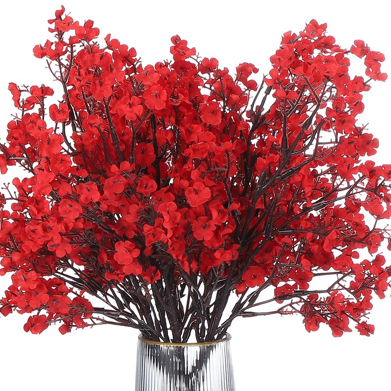 9pcs Breath Artificial Flowers DIY Bouquet Fake Flowers Red