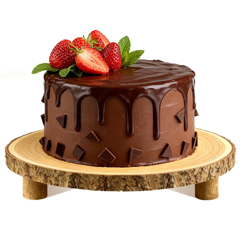 Rustic Wood Cake Stand 11-13″ Natural Wood Slice Legs round Cake Display Stand