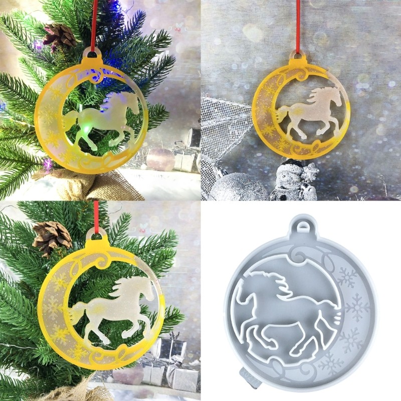 Silicone Round Pendant Mold Christmas Tree Horse Hangings Home Decoration Mould gallery