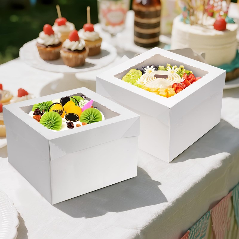 15Pcs 12x12x8 Inch Tall Cake Boxes with Clear Window & Cake Boards - Sturdy W... gallery