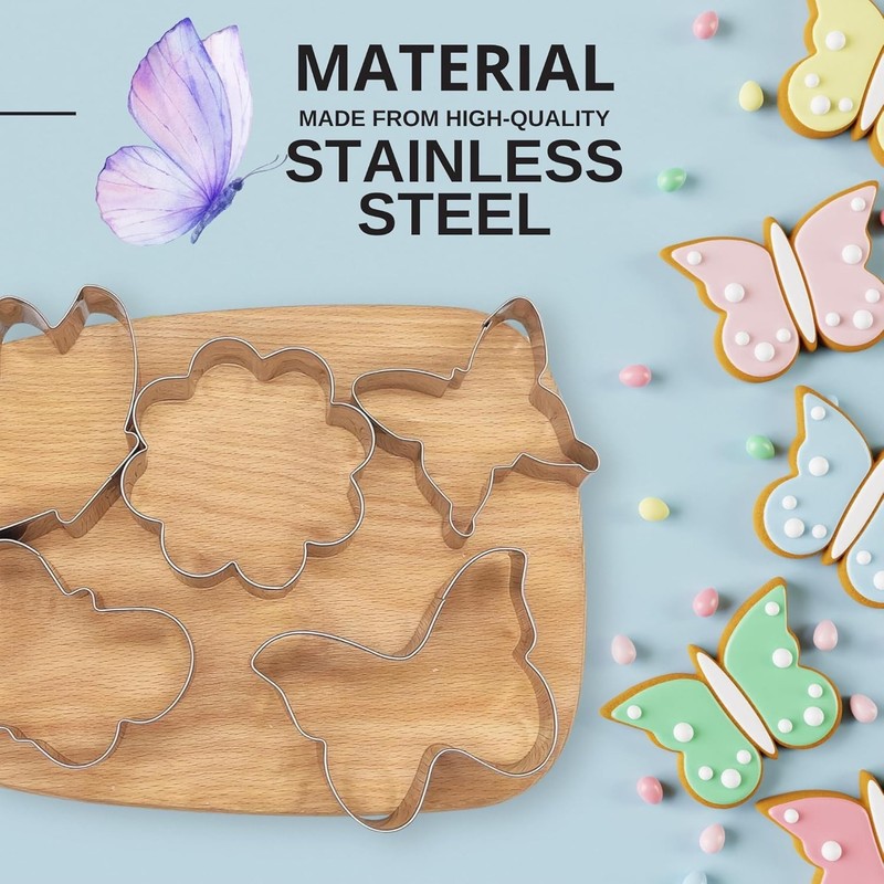 Pack of 7 Butterfly Cookie Cutter Set – Stainless Steel Cookie Cutters Dragon gallery