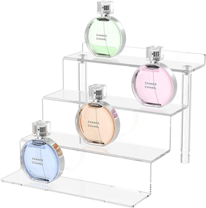 Display Stands, 9? Perfume Stand, Acrylic Risers 4 Tier Clear Display Shelves