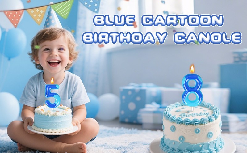 Cartoon Blue Birthday Candle, Number Candles for Cake Topper, Birthday gallery