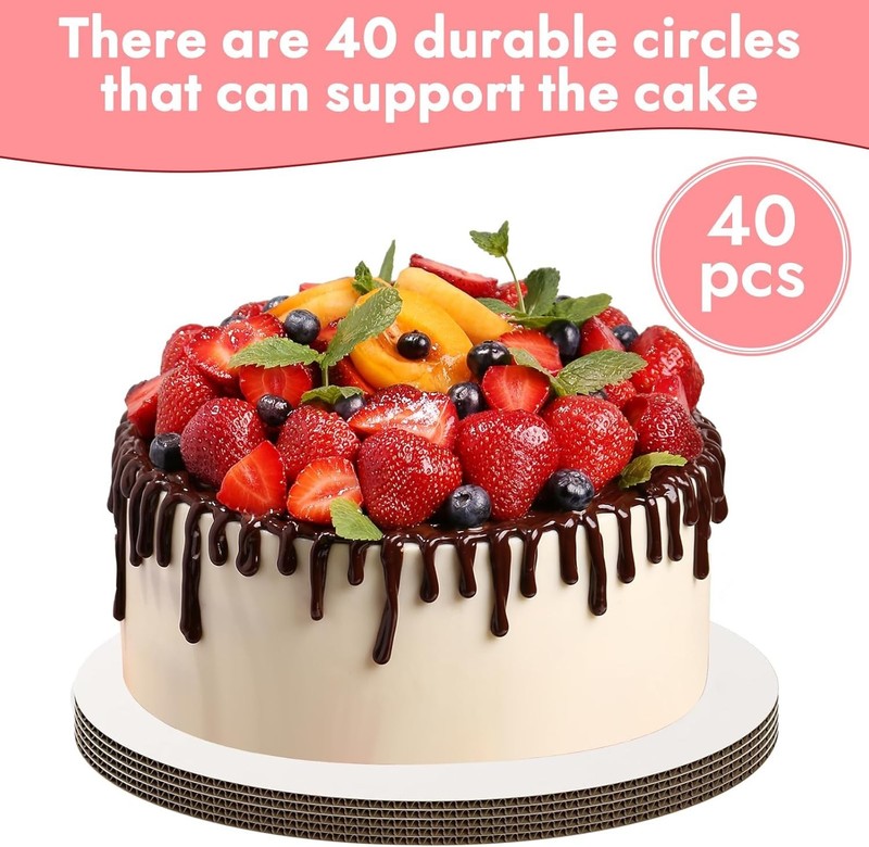 40 Pcs 9inch White Cake Boards,Cake Boards 9 inches Round,Food-Graded Corruga... gallery