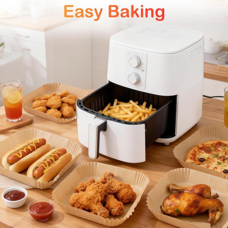 400 Pcs Air Fryer Liners Disposable, 8” Square Unbleached Heavy Duty Air gallery